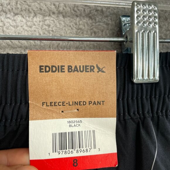 NEW Eddie Bauer Fleece-Lined Pants Black Size 8  UPF 50+ Outdoor Cargo - Picture 8 of 12
